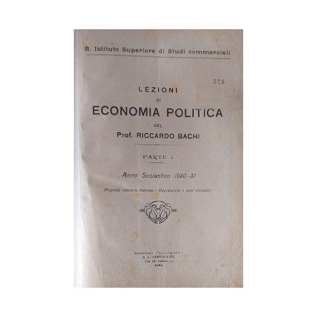 Lezioni di Economia Politica. Parte prima