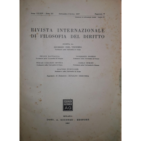 Rivista Internazionale di Filosofia del Diritto: fascicolo V settembre ottobre 1957