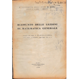 Riassunto delle lezioni di Matematica Generale