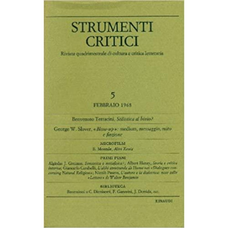 Strumenti Critici: rivista quadrimestrale di cultura e critica letteraria Vol. 5