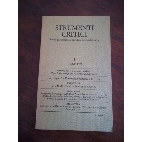 Strumenti critici: rivista quadrimestrale di cultura e critica letteraria Vol.3