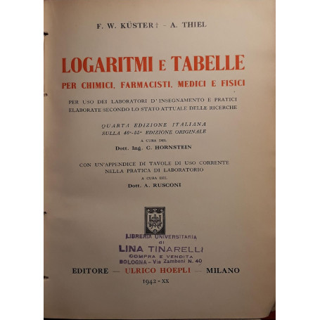 Logaritmi e tabelle per chimici