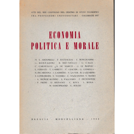 Economia politica e morale - Atti del XIII Convegno