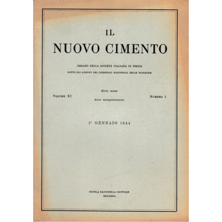 Il nuovo cimento. Vol. XI Serie nona n. 1 Gennaio 1954