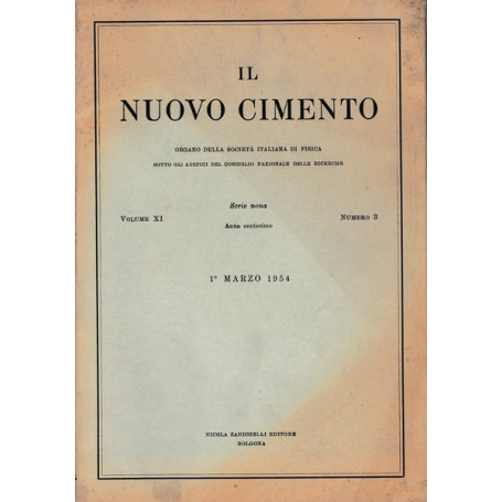 Il nuovo cimento. Vol. XI Serie nona N.3 Marzo 1954
