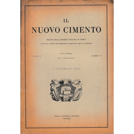 Il nuovo cimento. Vol. I Serie decima N.1 Gennaio 1955