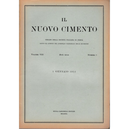 Il nuovo cimento. Vol. VIII Serie nona N.1 Gennaio 1951