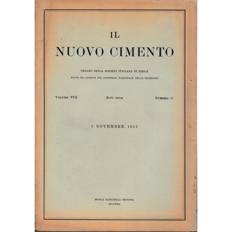 Il nuovo cimento. Vol. VIII Serie nona n.11 Novembre 1951