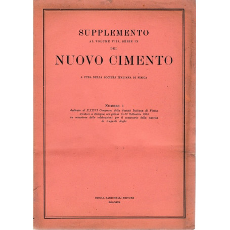 Supplemento al Volume VIII Serie IX del Nuovo Cimento N. 1 1951