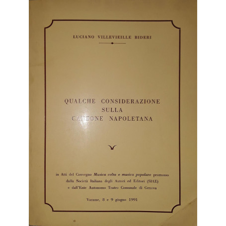 Qualche considerazione sulla canzone napoletana