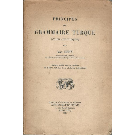 PRINCIPES DE GRAMMAIRE TURQUE