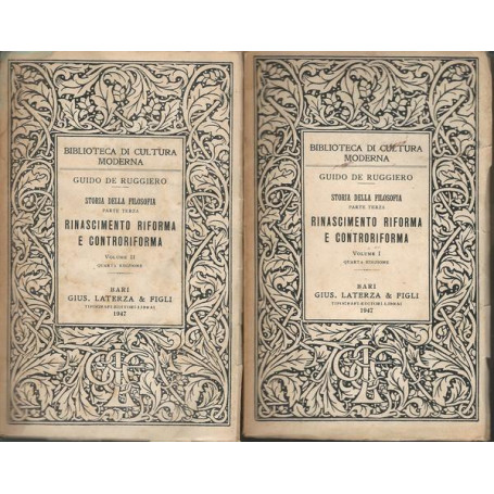 STORIA DELLA FILOSOFIA. PARTE TERZA: RINASCIMENTO RIFORMA E CONTRORIFORMA. I-II