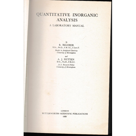 Quantitative inorganic analysis a laboratory