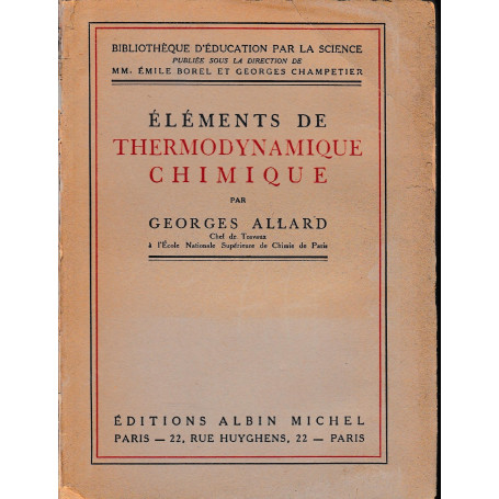 Eléments de Thermodynamique Chimique
