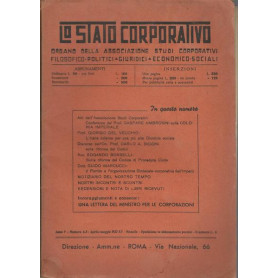 LO STATO CORPORATIVO. RIVISTA MENSILE: ANNO V N. 4-5. APRILE- MAGGIO