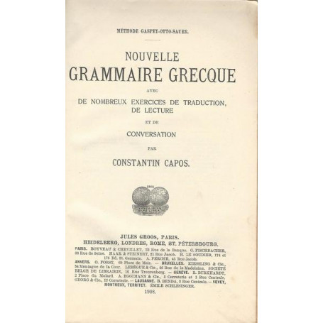NOUVELLE GRAMMAIRE GRECQUE