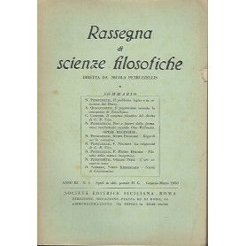 RASSEGNA DI SCIENZE FILOSOFICHE. ANNO III. N. 1