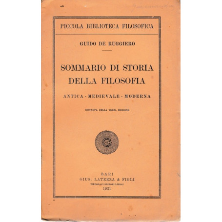 Sommario di storia della filosofia. Antica - Medievale - Moderna