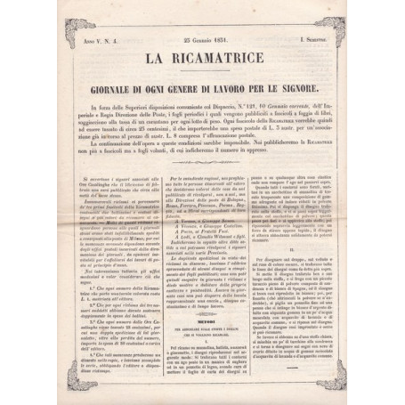 La ricamatrice. Giornale di ogni genere di lavoro (..). 25 Gennaio 1851.