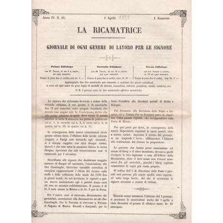 La ricamatrice. Giornale di ogni genere di lavoro (..). 1 Aprile 1851.