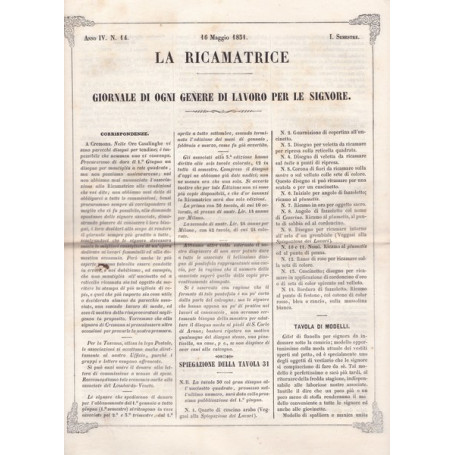 La ricamatrice. Giornale di ogni genere di lavoro (..). 16 Maggio 1851.
