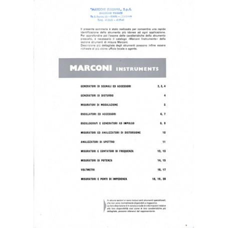 Marconi instruments. Strumenti per telecomunicazioni estratto del catalogo 1963