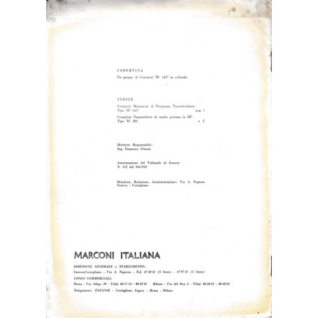 Rivista dei prodotti Marconi Italiana. Anno IV - N. 1-2 Settembre 1962