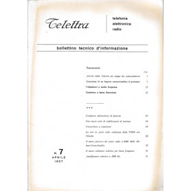 Telettra. Bollettino tecnico d'informazione. N. 7 - Apr. 1957
