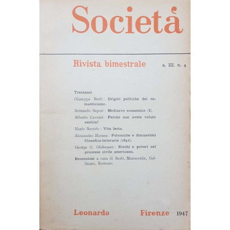 Società . Rivista bimestrale a. III n4 (settembre-ottobre)