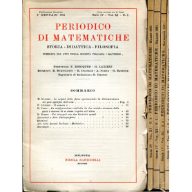 Periodico di matematiche.Storia - didattica - filosofia Serie IV Volume XI 1931