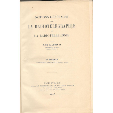 Notions Générale sur la radiotélégraphie et las radiotéléphone