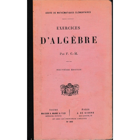 Exercices d'Algebr. Cours de Mathematiques elementaires