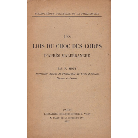 Les lois du choc des corps d'aprés Malebranche