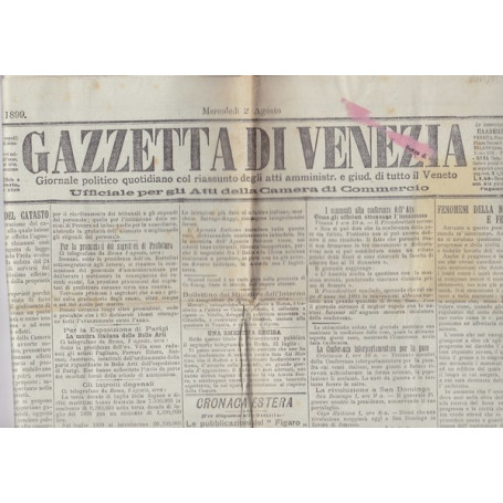 Gazzetta di Venezia. 2 Agosto 1899.