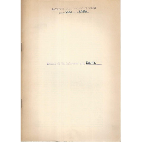 Rassegna degli archivi di stato. Estratto