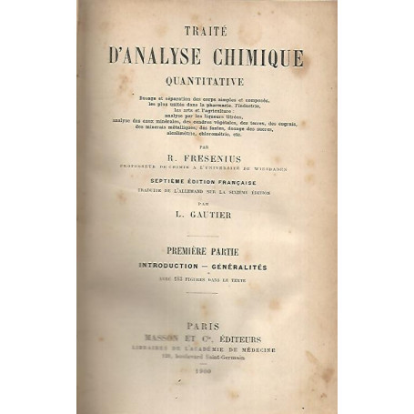 Traité d'analyse chimique quantitative