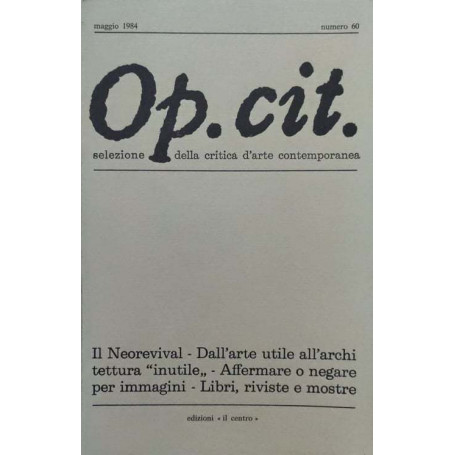 Op. Cit. Selezione della critica d'arte contemporanea (numero 60)