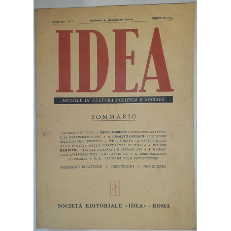 Idea. Mensile di cultura politica e sociale. Anno III. N-2