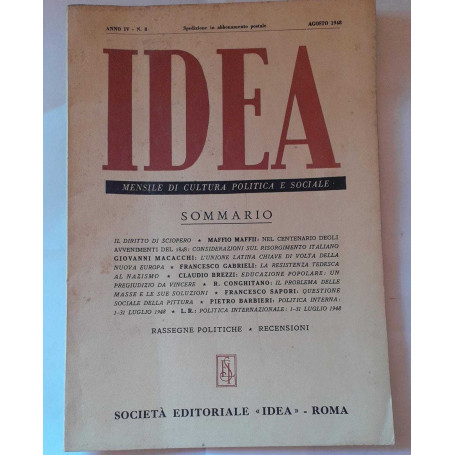 Idea. Mensile di cultura politica e sociale. Anno IV -N.8