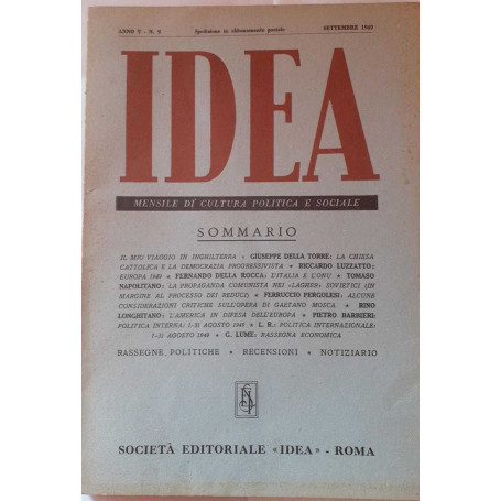 Idea. Mensile di cultura politica e sociale. Anno V. N.9