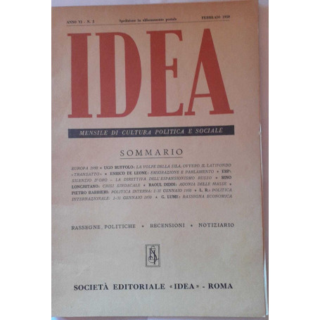 Idea. Mensile di cultura politica e sociale. Anno VI. -N.2