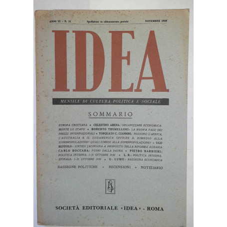 Idea. Mensile di cultura politica e sociale. Anno VI. -N.11