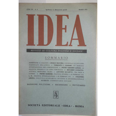 Idea. Mensile di cultura politica e sociale. Anno VII. -N.3