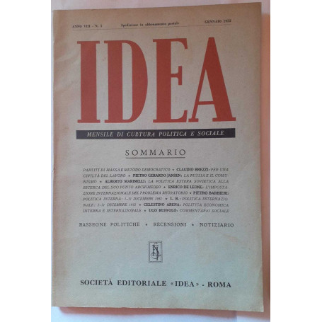 Idea. Mensile di cultura politica e sociale. Anno VIII. N.1
