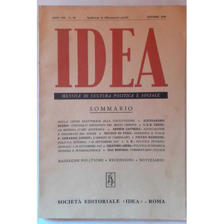 Idea. Mensile di cultura politica e sociale. Anno VII -N.10