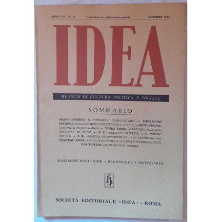 Idea. Mensile di cultura politica e sociale. Anno VIII -N.12