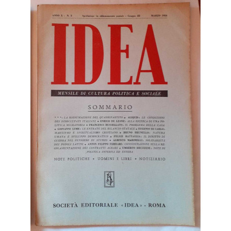 Idea. Mensile di cultura politica e sociale. Anno X- N.3