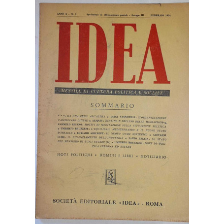 Idea. Mensile di cultura politica e sociale. Anno XII -N.2