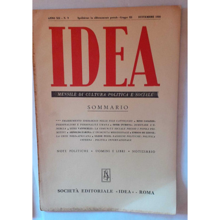 Idea. Mensile di cultura politica e sociale. Anno XII -N.9