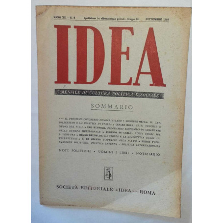 Idea. Mensile di cultura politica e sociale. Anno XII -N.9